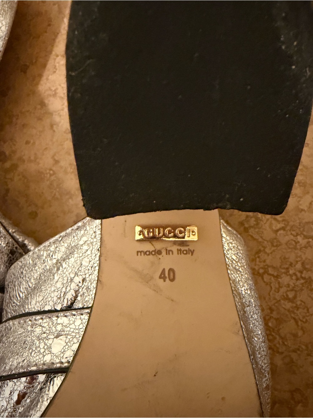 Gucci Metallic GG Fringe Block Heel Mules – Size 40 - Picture 3 of 6